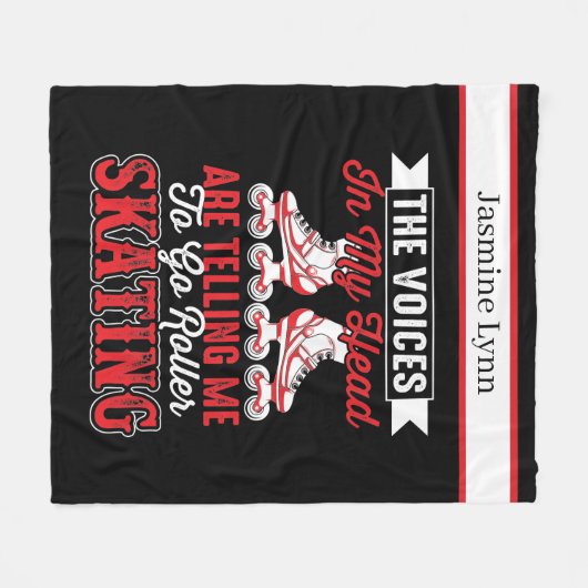 ローラカッコいいスケートで滑るの名前の追加 フリースブランケット (正面(横))