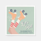 ローラカッコいいスケートで滑る誕生日パーティー スタンダードカクテルナプキン (正面)