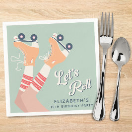 ローラカッコいいスケートで滑る誕生日パーティー スタンダードカクテルナプキン
