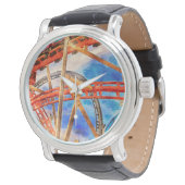 ローラコースター付きアクリル製壁時計 腕時計 (アングル)