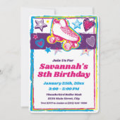 ローラスケートで滑るガールズ誕生日スケートリンク招待状 招待状 (正面)