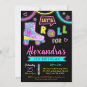 ローラスケートで滑るスケートバースデーパーティ招待状 招待状 (正面)