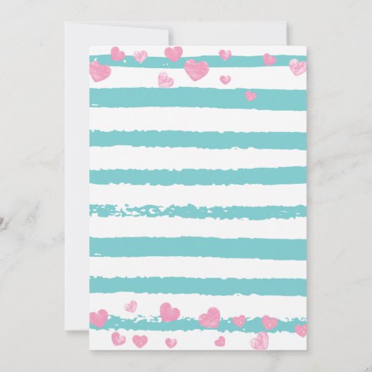 ローラスケートで滑るパステルブルーピンクガール誕生日 招待状 (裏面)