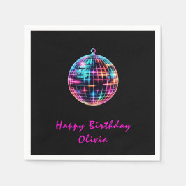 ローラスケートで滑るパーティーガールズネオングロー誕生日 スタンダードカクテルナプキン