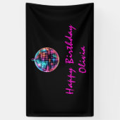 ローラスケートで滑るパーティーガールズネオングロー誕生日 横断幕 (縦)