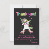 ローラスケートで滑るユニコーン誕生日 サンキューカード (正面)