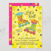 ローラスケートで滑るローラブレード卒業パーティ 招待状 (正面/裏面)