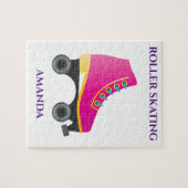 ローラスケートで滑る女の子のパズルと子供の名前。 ジグソーパズル (横)