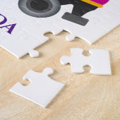 ローラスケートで滑る女の子のパズルと子供の名前。 ジグソーパズル (側面)