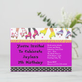 ローラスケートで滑る招待状ハッピーバースデーパーティー 招待状 (スタンド正面)