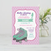 ローラスケートで滑る誕生パーティローラスケート招待状 招待状 (スタンド正面)