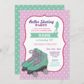 ローラスケートで滑る誕生パーティローラスケート招待状 招待状 (正面/裏面)