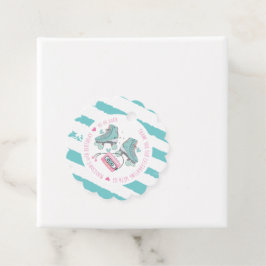 ローラスケートで滑る誕生日パステルサンキュー フェイバータグ