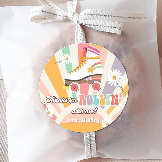 ローラスケートで滑る誕生日レトロスケート感謝していロリン ラウンドシール