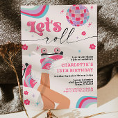 ローラスケートで滑る誕生日招待状グルーヴィレインボー 招待状
