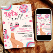 ローラスケートで滑る誕生日招待状グルーヴィレインボー 招待状