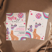 ローラスケートで滑る誕生日招待状グルーヴィレインボー 招待状