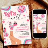 ローラスケートで滑る誕生日招待状グルーヴィレインボー 招待状