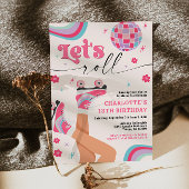 ローラスケートで滑る誕生日招待状グルーヴィレインボー 招待状