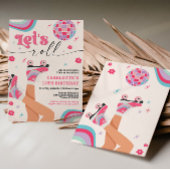 ローラスケートで滑る誕生日招待状グルーヴィレインボー 招待状