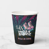ローラスケートで滑る誕生日紙カップ – カスタム 紙コップ (裏面)