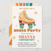 ローラスケートで滑る誕生日 招待状 (正面/裏面)