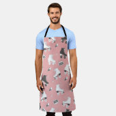 ローラスケートとカセットtを使ったシームレスなパターン エプロン (着用した状態)