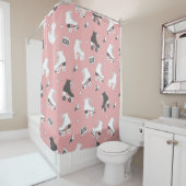 ローラスケートとカセットtを使ったシームレスなパターン シャワーカーテン (インサイチュ)