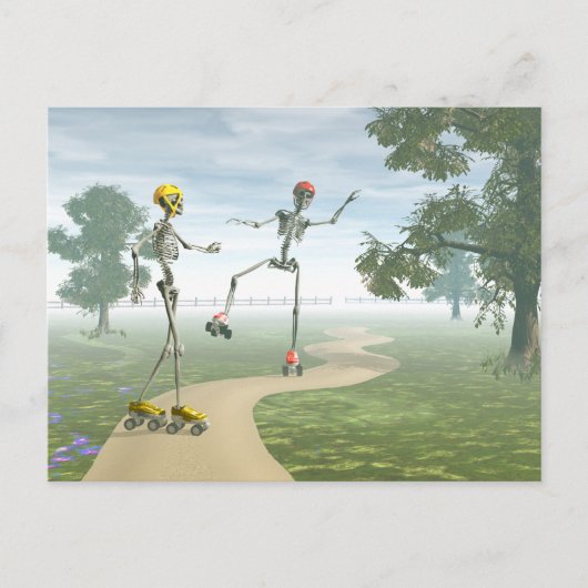ローラスケートのスケルトン ポストカード (正面)