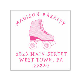 ローラスケートキッドスケートで滑る差出人住所スタンプ セルフインキングスタンプ