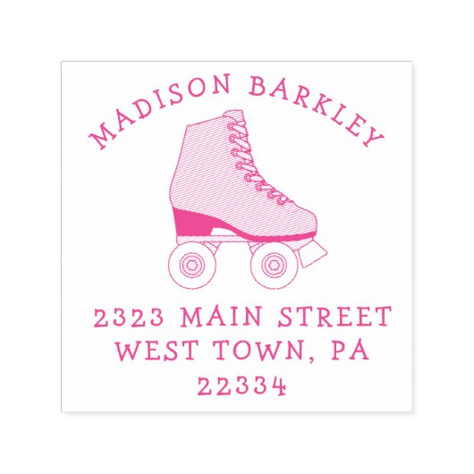 ローラスケートキッドスケートで滑る差出人住所スタンプ セルフインキングスタンプ (デザイン)
