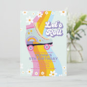 ローラスケートグルービーレトロレインボー誕生日 招待状 (スタンド正面)