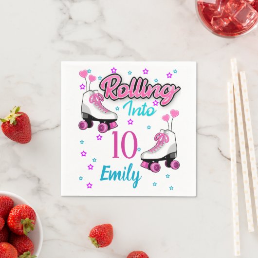 ローラスケートスケートで滑るカスタム誕生日MAesching スタンダードカクテルナプキン (インサイチュ)
