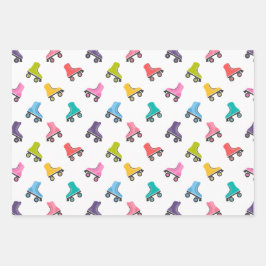 ローラスケートスケートで滑るデザイン ラッピングペーパーシート