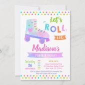 ローラスケートスケートで滑るバースデーパーティ招待状 招待状 (正面)