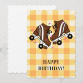 ローラスケートスケートで滑るピーチジンガム誕生日 シーズンカード (正面/裏面)