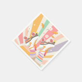 ローラスケートスケートで滑るレトログルーヴィーガール誕生日Pa スタンダードカクテルナプキン (角)