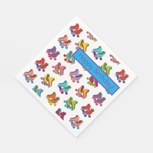 ローラスケートパーティーカラフルカスタマイズ誕生日 スタンダードランチョンナプキン (角)