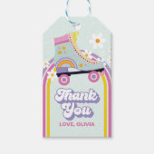 ローラスケートレトロレインボー誕生日 ギフトタグ (正面)