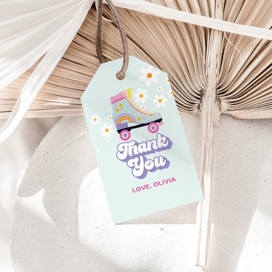 ローラスケートレトロレインボー誕生日 ギフトタグ