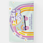 ローラスケートレトロレインボー誕生日 横断幕 (縦)