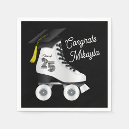 ローラスケート卒業パーティースケートで滑るリンクブラック スタンダードカクテルナプキン