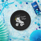 ローラスケート卒業パーティースケートで滑るリンクブラック ペーパープレート (パーティー)