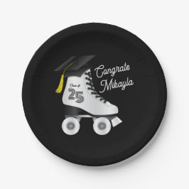 ローラスケート卒業パーティースケートで滑るリンクブラック ペーパープレート