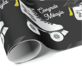 ローラスケート卒業パーティースケートで滑るリンクブラック ラッピングペーパー (ロールコーナー)