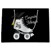 ローラスケート卒業パーティースケートで滑るリンクブラック ラージペーパーバッグ (正面)