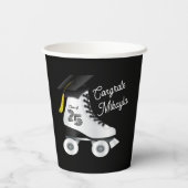 ローラスケート卒業パーティースケートで滑るリンクブラック 紙コップ (裏面)