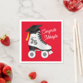 ローラスケート卒業パーティースケートで滑るリンクレッド スタンダードカクテルナプキン (インサイチュ)