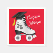 ローラスケート卒業パーティースケートで滑るリンクレッド スタンダードカクテルナプキン (正面)