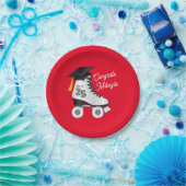 ローラスケート卒業パーティースケートで滑るリンクレッド ペーパープレート (パーティー)